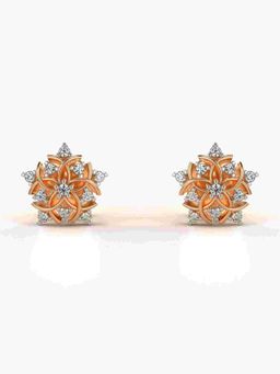 Valanova - Sterling Silver Plated with Rose Gold and Certified Lab Grown Diamond 0.13 Cts Earrings