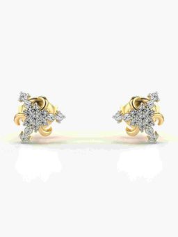 Valanova - Sterling Silver Plated with Yellow Gold and Certified Lab Grown Diamond 0.17 Cts Earrings