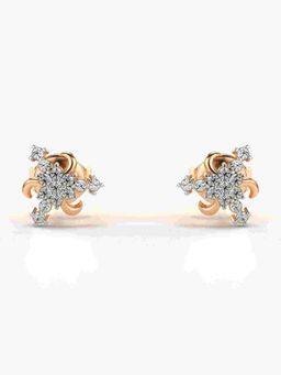 Valanova - Sterling Silver Plated with Rose Gold and Certified Lab Grown Diamond 0.17 Cts Earrings