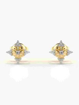 Valanova - Sterling Silver Plated with Yellow Gold and Certified Lab Grown Diamond 0.09 Cts Earrings
