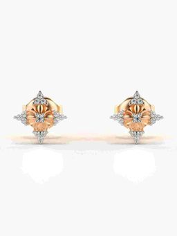 Valanova - Sterling Silver Plated with Rose Gold and Certified Lab Grown Diamond 0.09 Cts Earrings