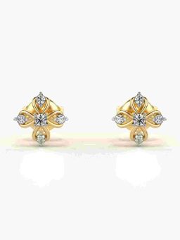Valanova - Sterling Silver Plated with Yellow Gold and Certified Lab Grown Diamond 0.12 Cts Earrings