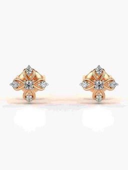 Valanova - Sterling Silver Plated with Rose Gold and Certified Lab Grown Diamond 0.12 Cts Earrings