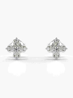 Valanova - Sterling Silver Plated with White Gold and Certified Lab Grown Diamond 0.12 Cts Earrings