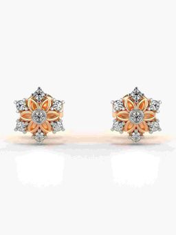 Valanova - Sterling Silver Plated with Rose Gold and Certified Lab Grown Diamond 0.13 Cts Earrings