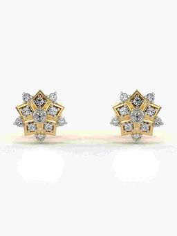 Valanova - Sterling Silver Plated with Yellow Gold and Certified Lab Grown Diamond 0.15 Cts Earrings