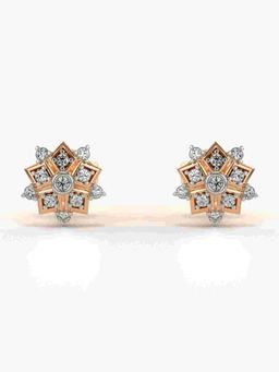 Valanova - Sterling Silver Plated with Rose Gold and Certified Lab Grown Diamond 0.15 Cts Earrings