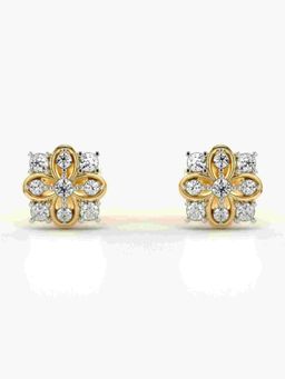 Valanova - Sterling Silver Plated with Yellow Gold and Certified Lab Grown Diamond 0.27 Cts Earrings