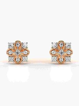 Valanova - Sterling Silver Plated with Rose Gold and Certified Lab Grown Diamond 0.27 Cts Earrings