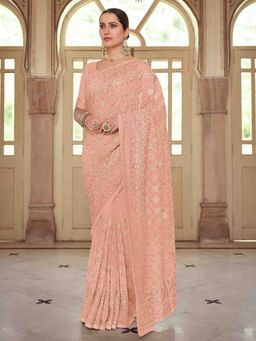 Odette - Peach Georgette Saree with Unstitched Blouse