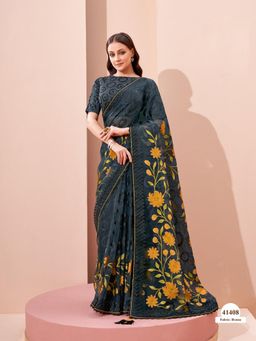 Odette - Contrasting Brasso Saree with Unstitched Blouse