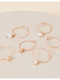 Accessorize London - Womens Rose Gold Set of 3 Simple Hoop Earring