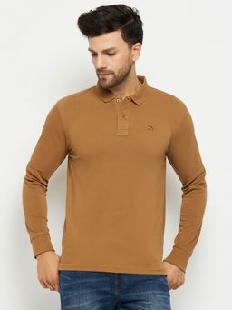 98 Degree North - Men Polo Neck Full Sleeve T-Shirt - Khaki