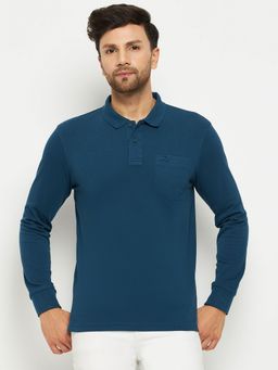 98 Degree North - Men Polo Neck Full Sleeve T-Shirt - Teal