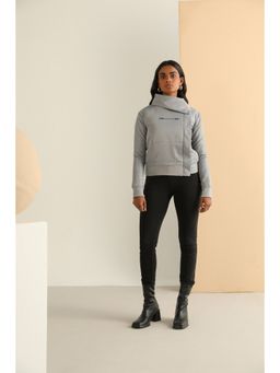 PRIMAL GRAY - Grey Recycled Polyester Asymmetrical Oversize Puffer