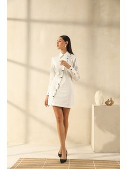 PRIMAL GRAY - White Organic Cotton Button Down Shirt Dress