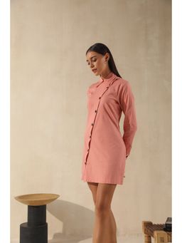 PRIMAL GRAY - Coral Organic Cotton Button Down Shirt Dress