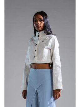PRIMAL GRAY - White Organic Cotton Cropped Summer Jacket