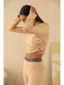 PRIMAL GRAY - Beige Organic Cotton Drawstring Co-Ord Set (Set of 2)