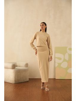 PRIMAL GRAY - Beige Organic Cotton Skirt Co-Ord Set (Set of 2)