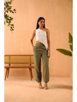 PRIMAL GRAY - White Organic Linen Cut Out Top