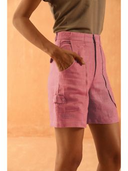 PRIMAL GRAY - Dusky Pink Organic Linen Drop Pocket Shorts
