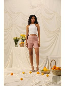 PRIMAL GRAY - Dusky Pink Organic Linen High Waist Shorts