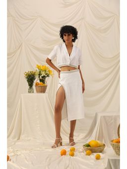 PRIMAL GRAY - White Organic Linen Summer Co-Ord (Set of 2)