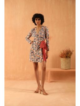 PRIMAL GRAY - Multi-Color Baroque Crepe Winter Wrap Dress