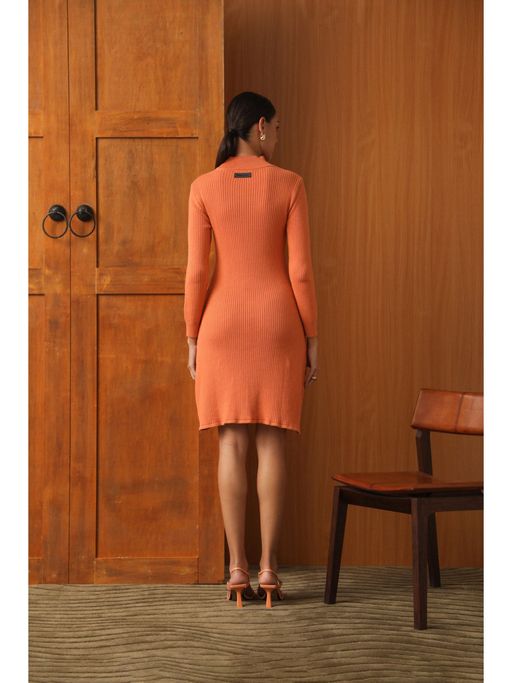 apricot knitted dress Textured Cable Knit Cocoon Jumper Mini Dress