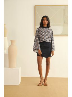 PRIMAL GRAY - Multi Hill Stone A Crepe Sporty Silk Crop Top