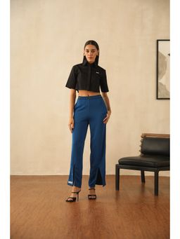 PRIMAL GRAY - Cobalt Blue Polyester Casual Wide Leg Pants