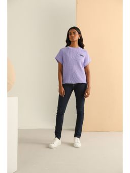 PRIMAL GRAY - Lavender Knitted Chunky Knit Round Neck Sweater