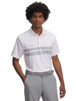 Under Armour - Men White Drive Team Stripes Polo T-shirt