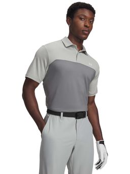 Under Armour - Men Grey Half Sleeves Colorblock Polo T-shirt