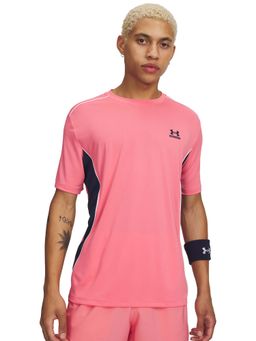 Under Armour - Men Pink Tech Sport Colorblock Half Sleeves T-shirt