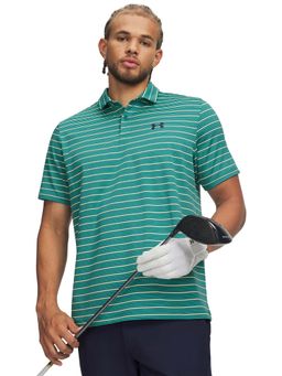 Under Armour - Men Green Matchplay Stripes Polo T-shirt