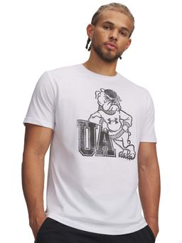 Under Armour - Men White Bulldog Illustration Graphic Printed T-shirt