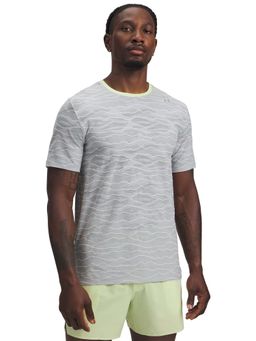 Under Armour - Men Grey Halo Textured Half Sleeves T-shirt