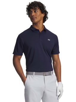Under Armour - Men Navy Blue Solid Half Sleeves Polo T-shirt