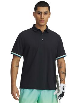 Under Armour - Men Black Drive Golf Trip Pique Polo T-shirt