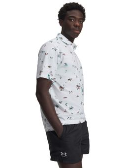 Under Armour - Men White Drive Golf Trip Printed Polo T-shirt