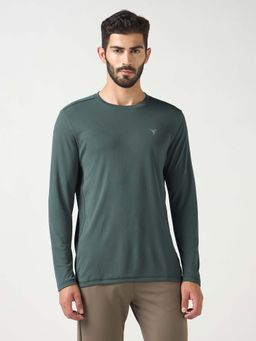 Technosport - Men Green Slim Fit Round Neck Sports T-shirt