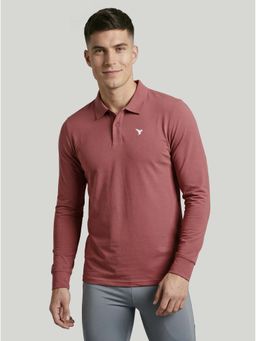 Technosport - Men Rust Solid Slim Fit Sports Polo T-shirt