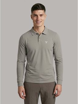 Technosport - Men Beige Solid Slim Fit Sports Polo T-shirt