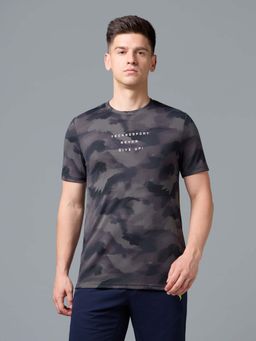 Technosport - Men Grey Printed Slim Fit Sports T-shirt