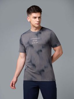 Technosport - Men Grey Printed Slim Fit Sports T-shirt