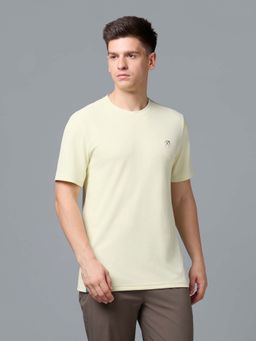 Technosport - Men Yellow Textured Half Sleeves T-shirt