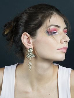 Odette - Gold Cragged Tone Dangle Earring