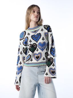 ONLY - Womens Woven Regular Fit Multicolor Sweater